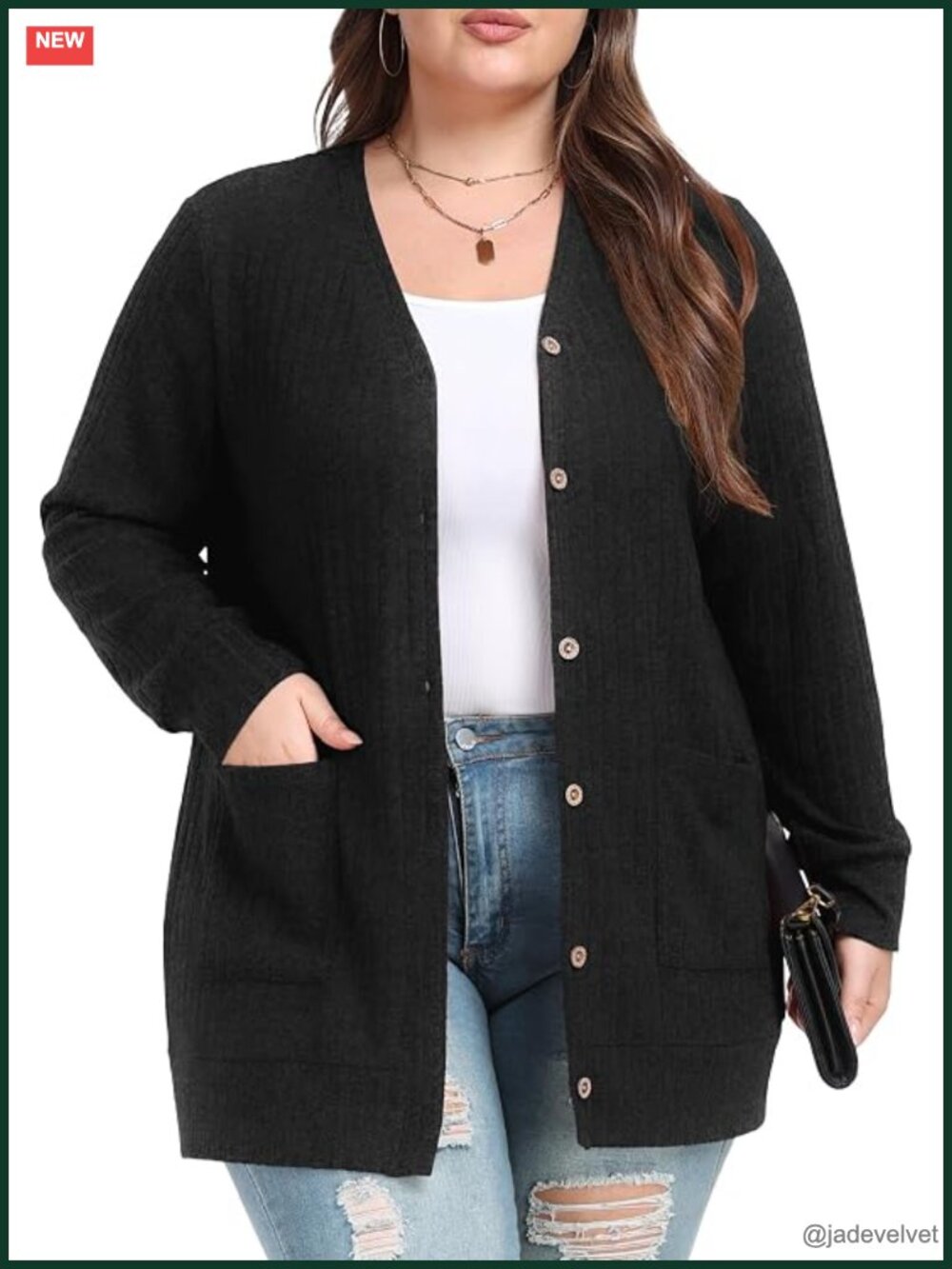 Plus Size Cardigan Sweater Open Front Button Down with Pockets Lightweight